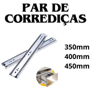 Par de Corrediças Telescópicas H45 de 350mm, 400mm e 450mm