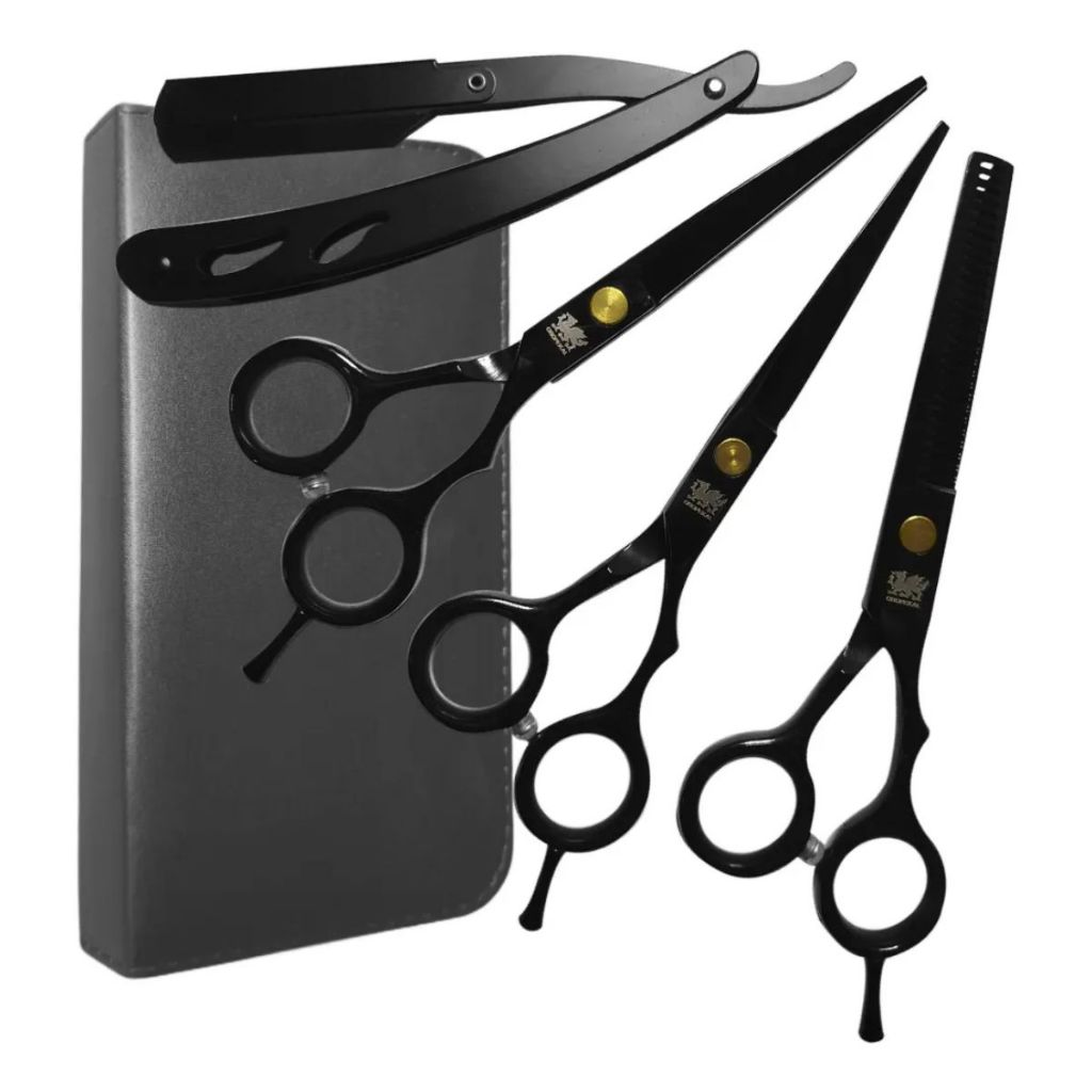 Kit 3 Tesoura Fio Laser Fio Navalha Desfiadeira + Navalha + Estojo em Oferta na Shopee