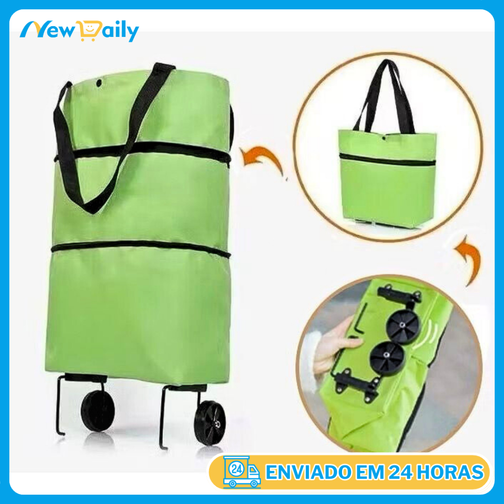 Bolsa De Compra Dobrável Carrinho De Feira Dobrável Com Rodas e Alça Carrinho De Compras CS-12-XH
