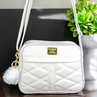 Bolsa Feminina pequena  Branco Alça Transversal Reforçado Com Chaveiro em Oferta na Shopee