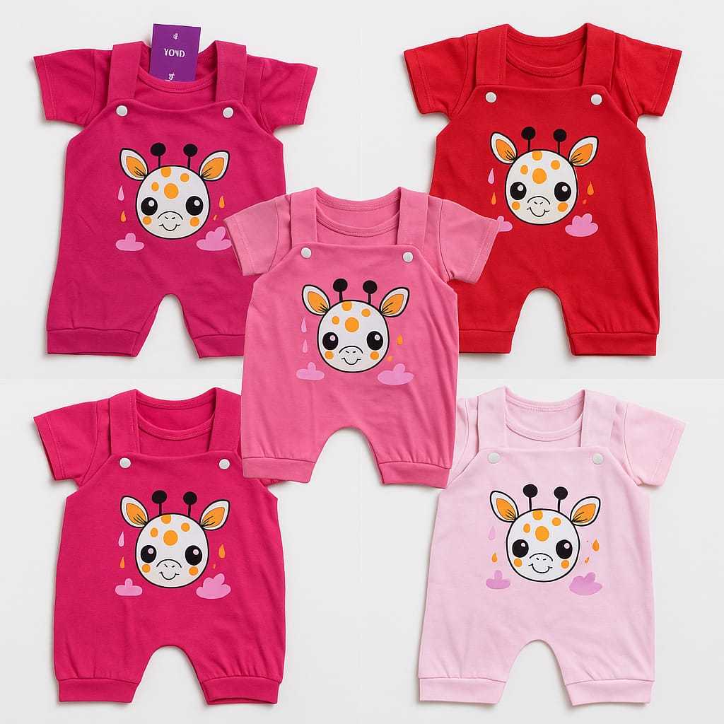 Conjunto Macacão Jardineira + Camiseta Girafinha de Bebê Menina