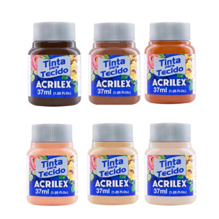 Kit 6 Cores de Tinta Para Tecido Acrilex – Tons de Pele / Pintura de Rosto e Personagens em Oferta na Shopee