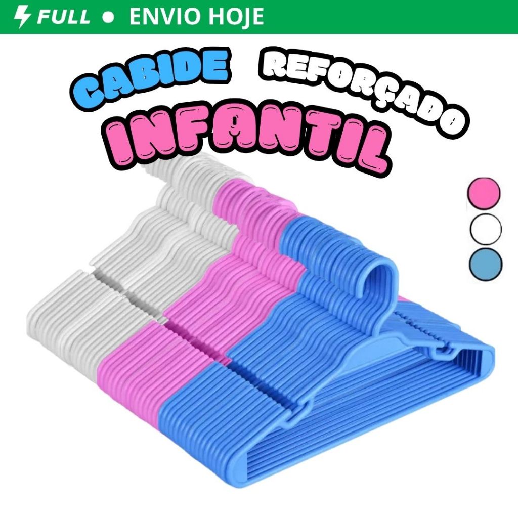 Kit Cabides Infantil Bebê Baby Rosa Azul Branco Preto Plástico Reforçado Cruzeta Roupa Colorido