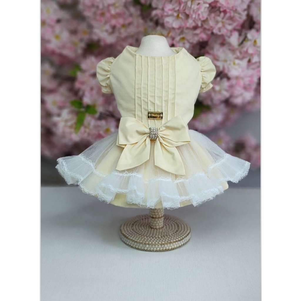 Vestido Tule Amarelo Pet Cachorro Dudog Vest