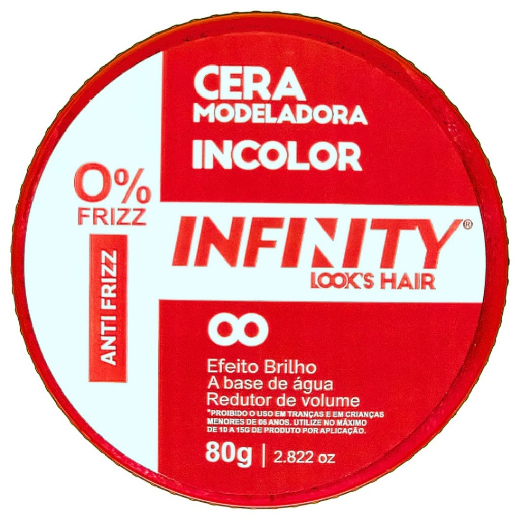 Cera Modeladora 80g Incolor Vermelha Infinity | Anti Frizz | Alta Fixação | Efeto Brilho