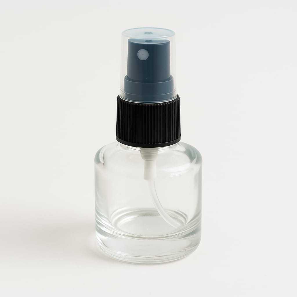 Kit Frasco Redondo de vidro 8ml com Válvula Tampa Spray Preta 13/410 p Perfume Fragrância