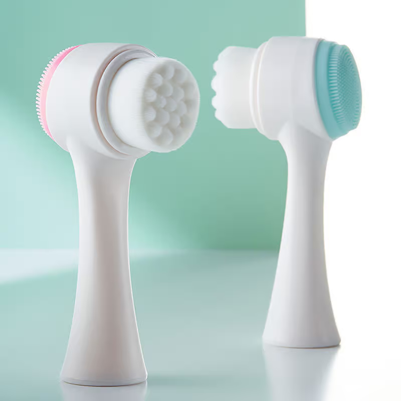 Escova Limpeza Facial 2 Em 1 Massagem Esponja Cerdas Macias Dupla Face Escova De Limpeza De Cravos