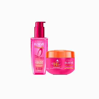 Kit Elseve Liso dos Sonhos Creme de Tratamento 300g + Sérum 100ml em Oferta na Shopee