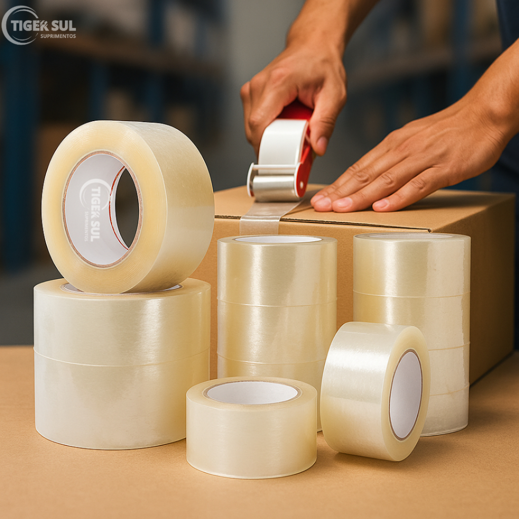 Kit 10 Fitas Adesivas 45x50m Transparente – Cola Forte | Ideal p/ Embalagens Seguras em Oferta na Shopee