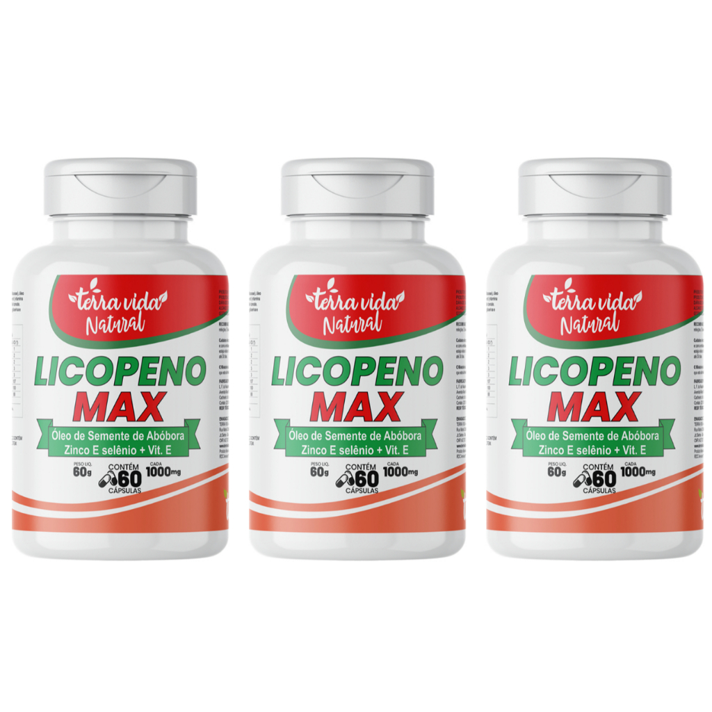 Kit 3 Licopeno MAX próstata Semente de abóbora Zinco e selênio Vitamina E