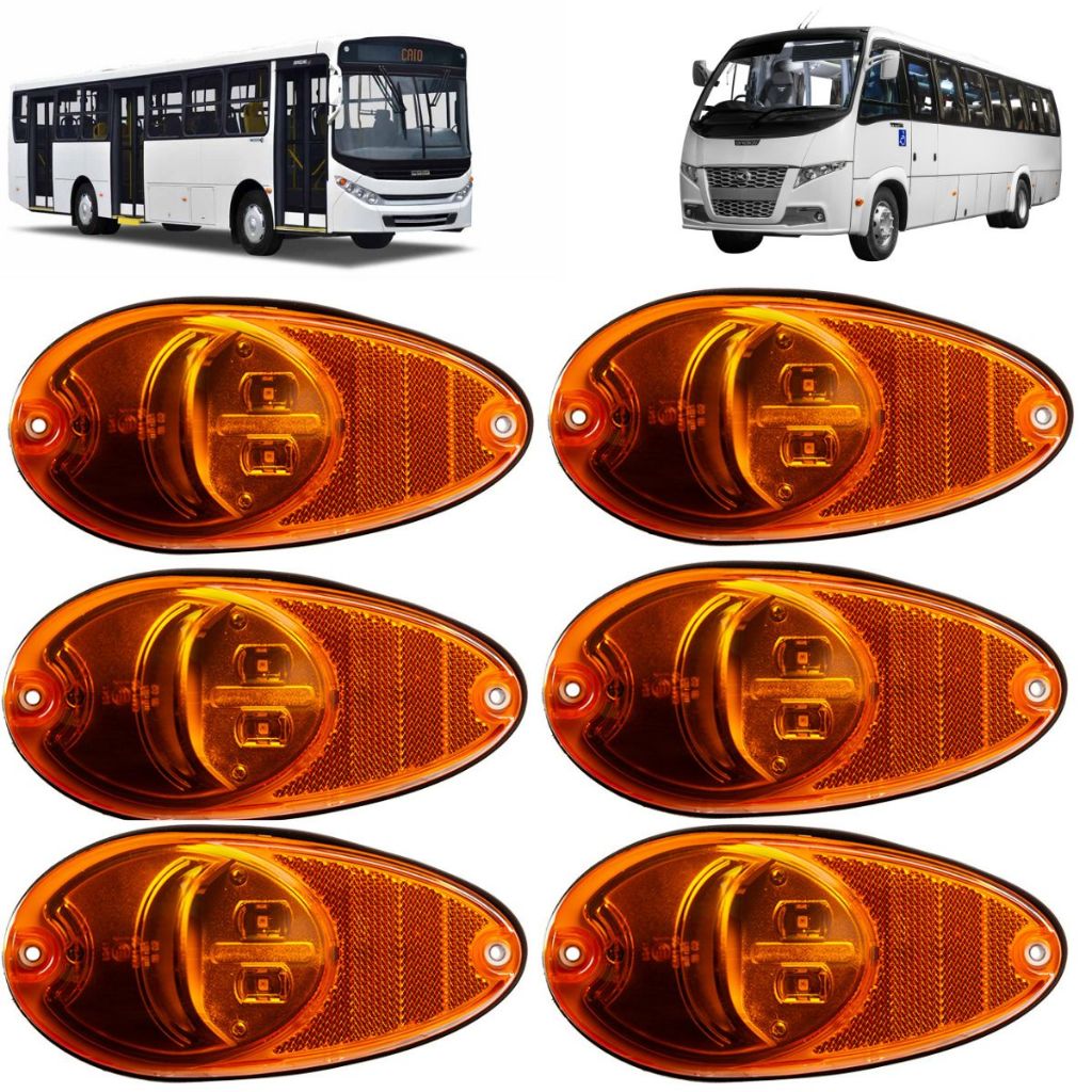 Kit 6 Lanterna Seta Lateral Ônibus Micro Onibus Volare V8 W8 Caio Apache Vip Neobus Thande Comil Led