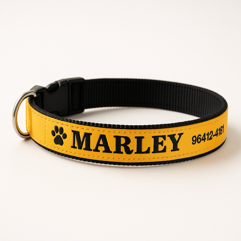 Coleira para cachorro com nome/ cachorro identificação pet/colar personalizado nome e telefone caes em Oferta na Shopee