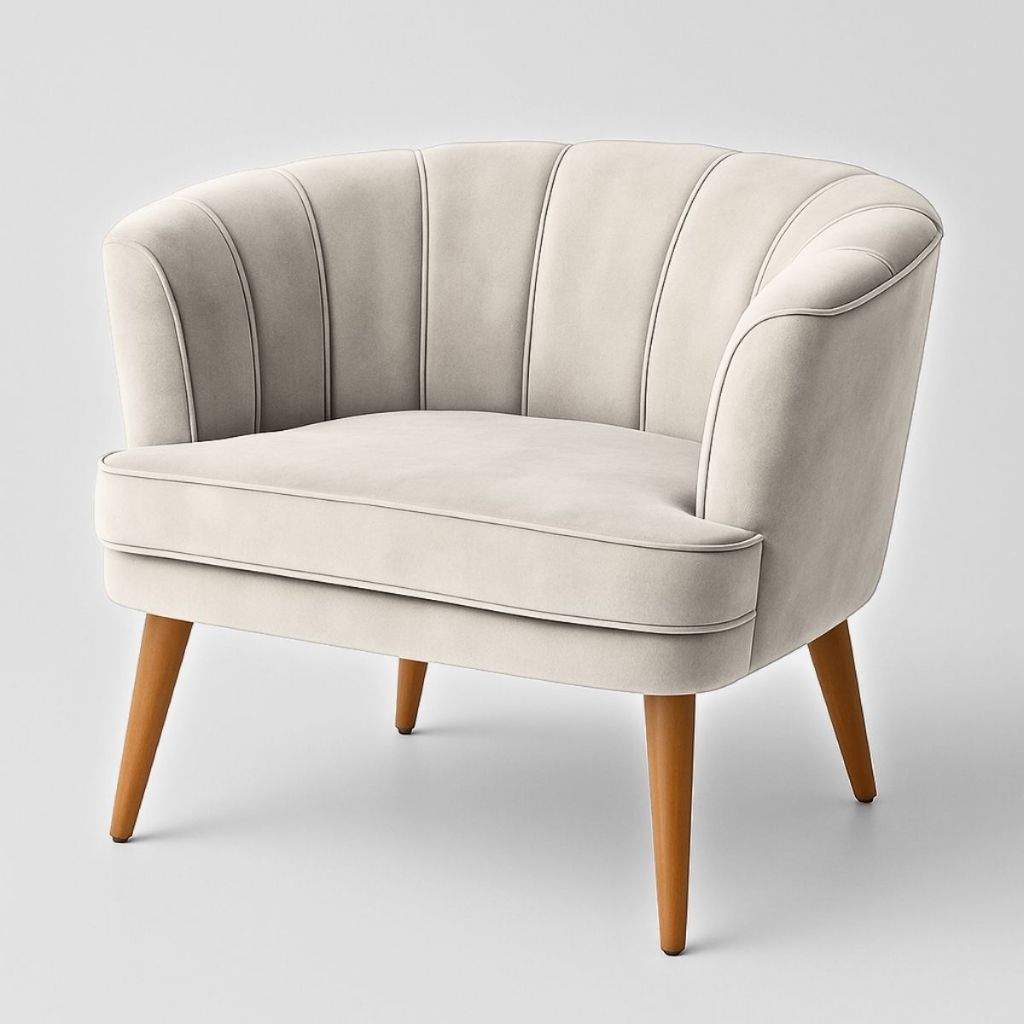 Poltrona Estofada para Sala de Estar Decorativa Moderna Pés de Madeira Reforçado Ergonômic...