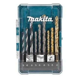 Jogo De Brocas 9 Pçs Makita Madeira Concreto Metal D-71962