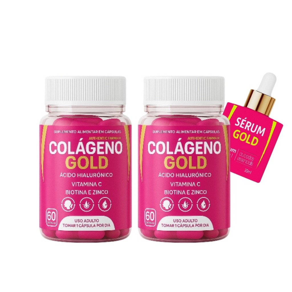 2x Colágeno Gold 60 Cáps + 1 Serum Facial Original Promoção em Oferta na Shopee