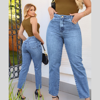 Calça Mom Jeans Cintura Alta Feminina Levanta Bumbum  100% Algodão Premium em Oferta na Shopee
