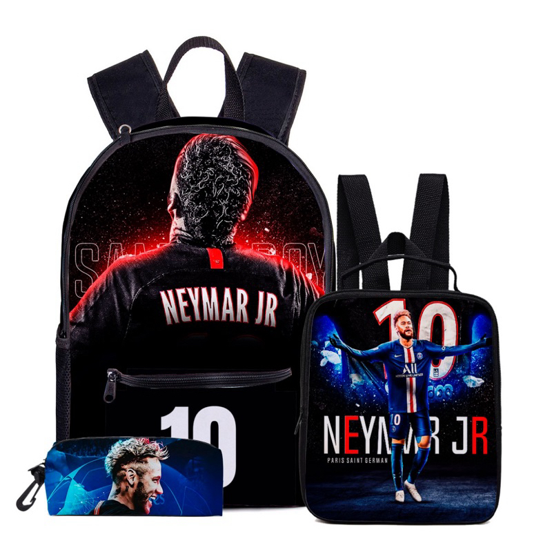 kit mochila Neymar com bolso +lancheira térmica e estojo em Oferta na Shopee