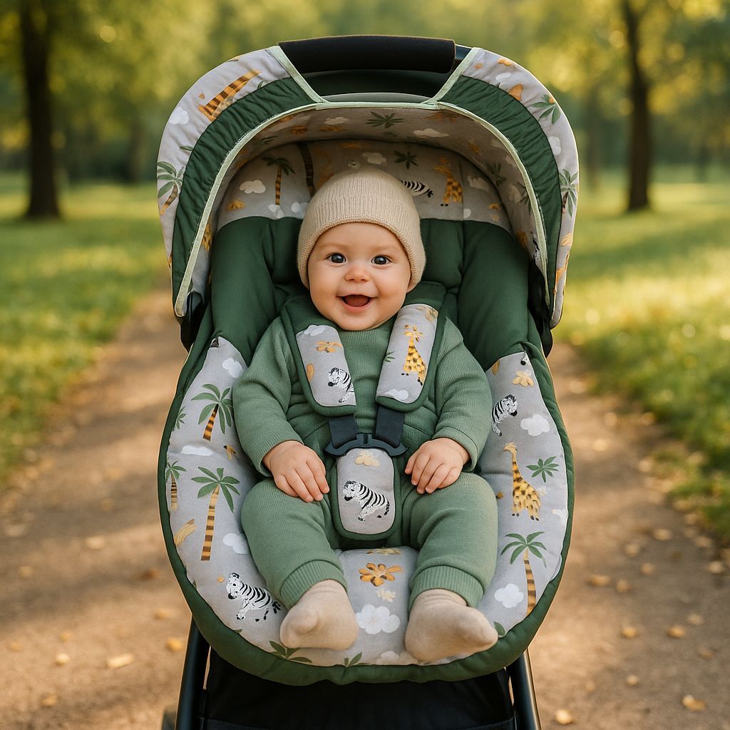 Kit Capa de Bebê Conforto 100% Algodão Com Capota  Protetores de Cinto e Travesseirinho