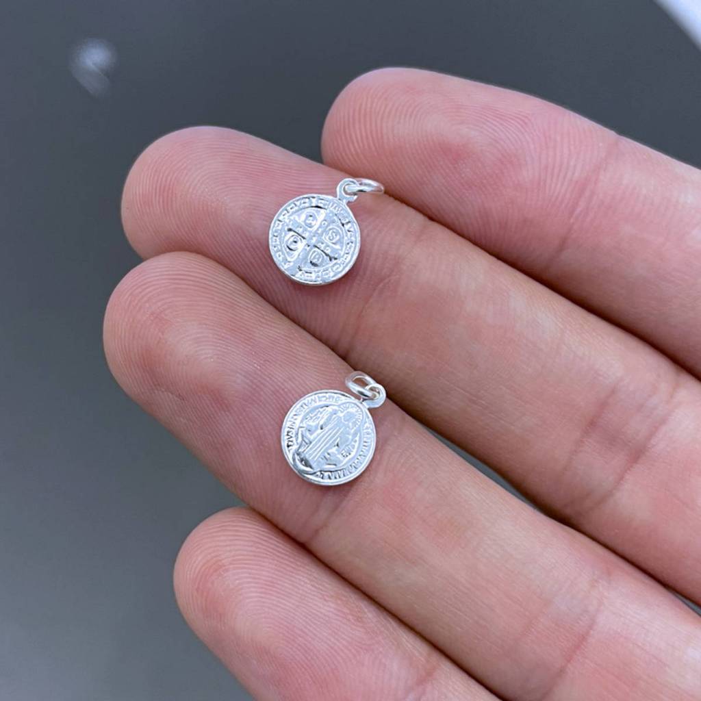 Kit Corrente e Pingente Medalha São Bento Prata 925 Legítima Italiana Maciça Original Veneziana 45cm 50cm 60cm 70cm