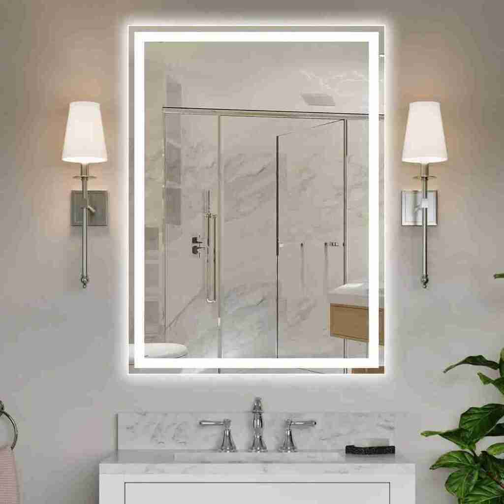 Espelho Premium Retangular VERTICAL Jateado com Led Vários Tamanhos - Luxo, Decoração Sala, Banheiro, Penteadeira
