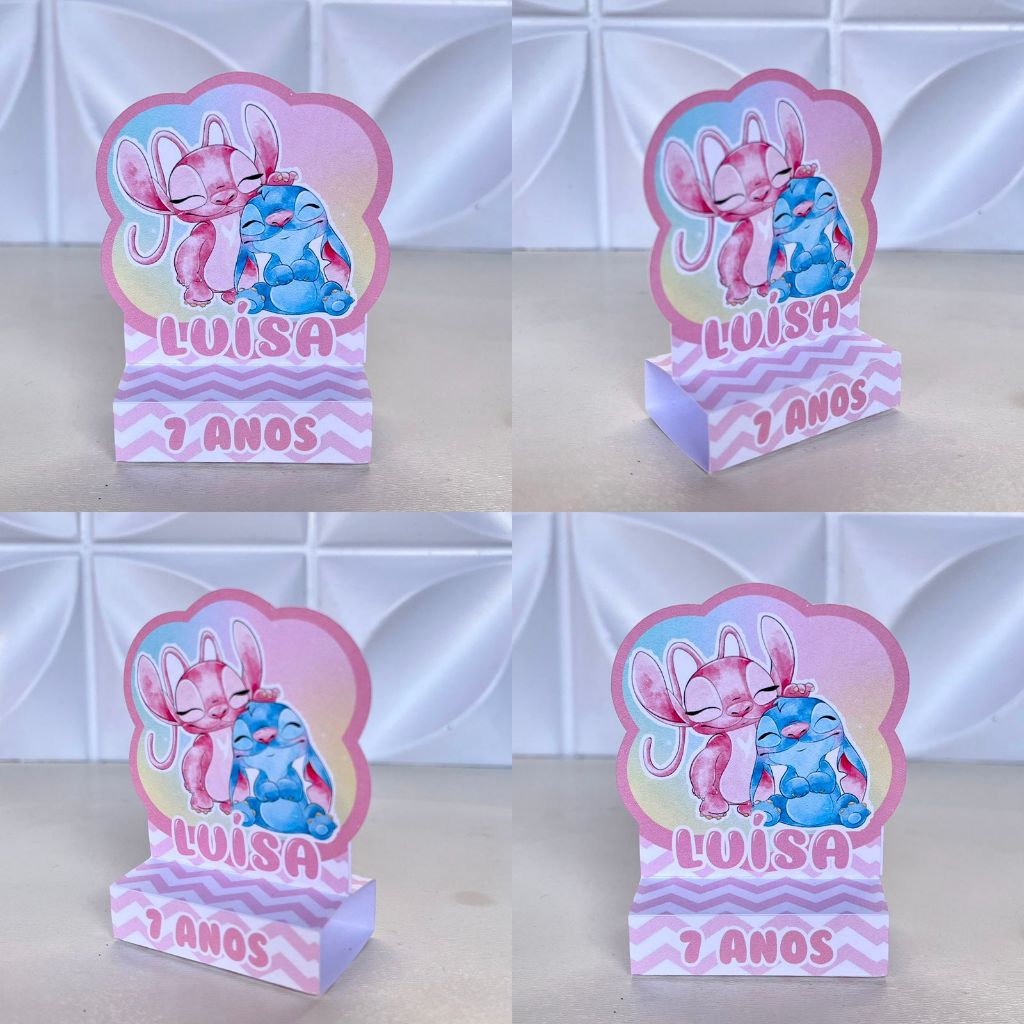 Porta bis duplo Lembrancinha Personalizados- Festa Infantil - Stitch Angel (Aquarela)