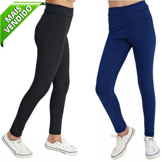 Kit 2 Legging Lisa Escolar Infantil Juvenil em Suplex Femina 04 ao 16 Tendência Menina