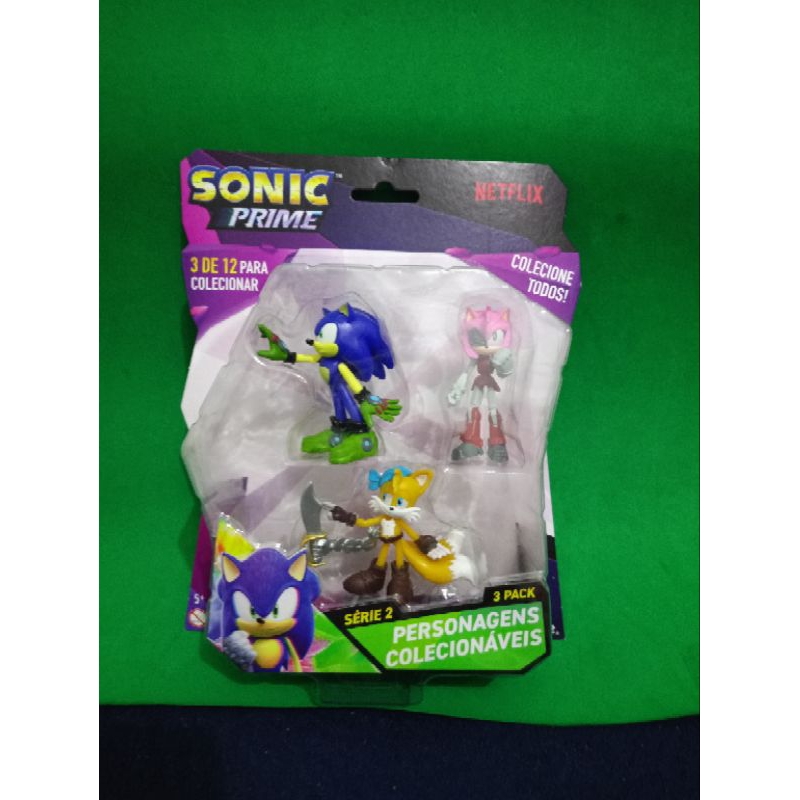 Kit 3 Bonecos Col 6.5cm Tails Pirata, Rusty Rosa e Sonic