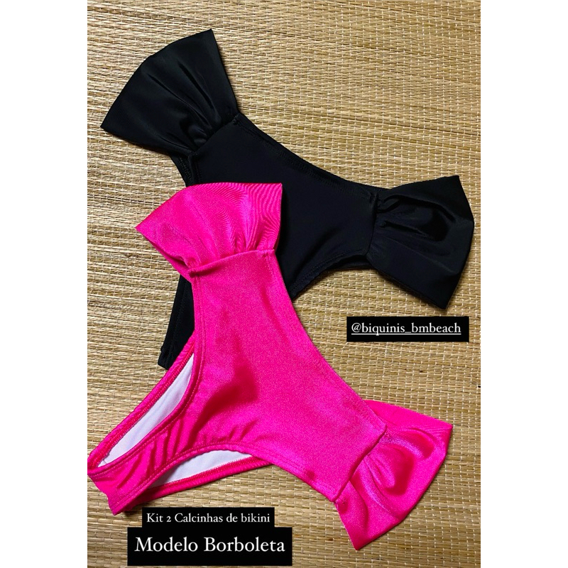 Calcinha de Biquíni Borboleta Fio Dental Pala Larga LYCRA ORIGINAL BM Beach em Oferta na Shopee