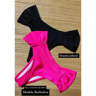 Calcinha de Biquíni Borboleta Fio Dental Pala Larga LYCRA ORIGINAL BM Beach em Oferta na Shopee