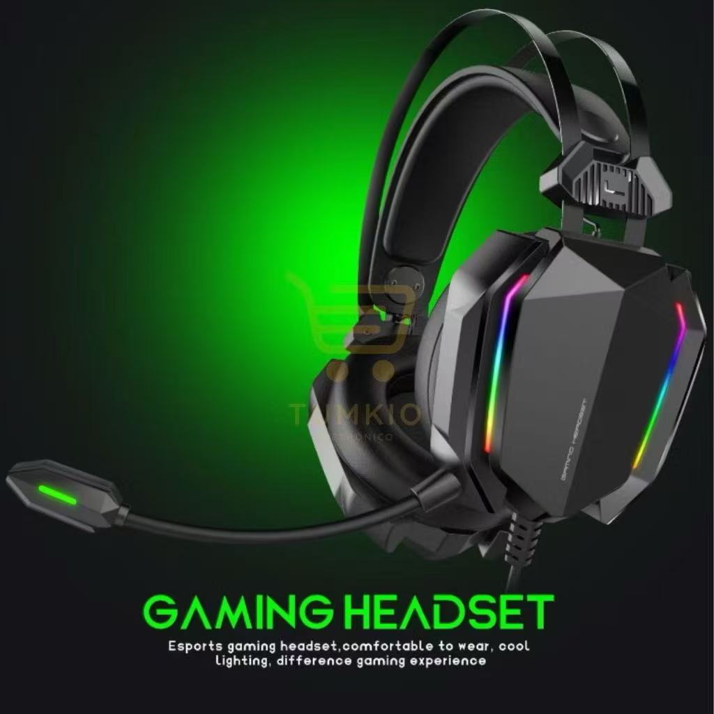Headset Gamer RGB Pro  com Microfone e Ajuste de Volume mais Cabo P2 para 2 P2- AITEK Delta F5032
