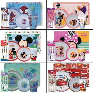 Kit Talher + Prato + Bowl + Copo + Jogo Americano Infantil Disney Plástico BPA Free Criança Refeição