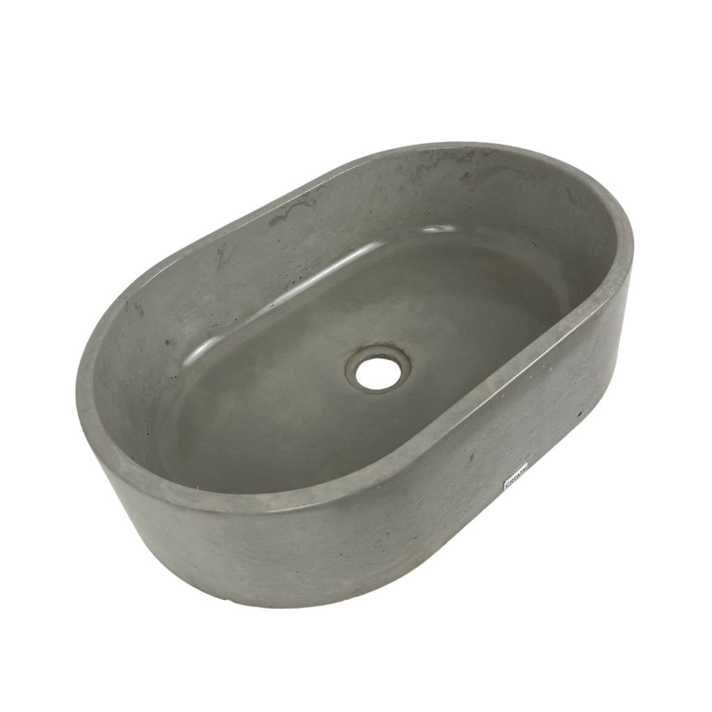 Cuba Cimento Queimado Banheiro Lavabo de Apoio Pia Sobrepor Oval Industrial Grande