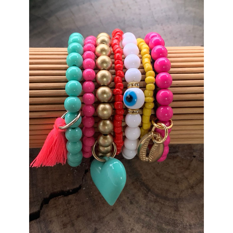 Pulseira Eli - Bijuteria Feminina Pulseira Olho Grego com Pingente Coração em Oferta na Shopee