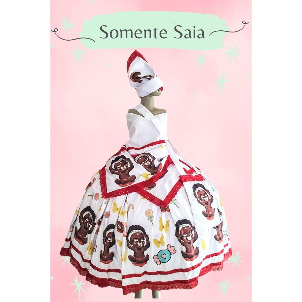 SAIA ERÊ DE YANSÃ VERMELHO - ERÊ DE OYA PARA UMBANDA - SAIA COM 5 MTS DE RODA