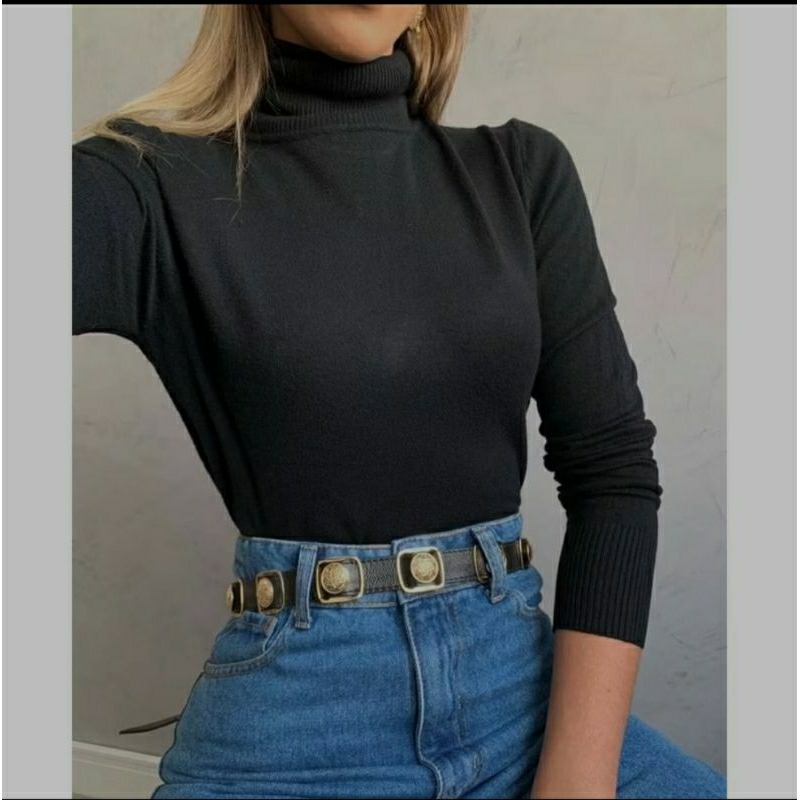 BLUSA DE FRÍO CACHAREL FEMININA GOLA ALTA FIO FECHADO