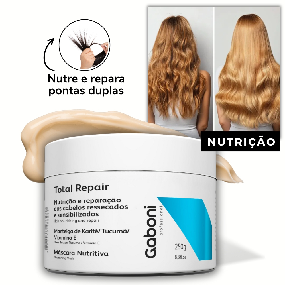 Máscara de Nutrição e Reparação Imediata Total Repair 250g Gaboni Professional em Oferta na Shopee