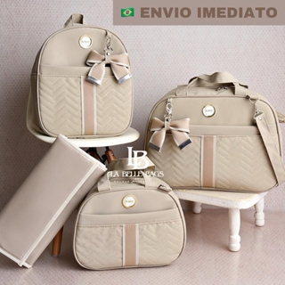 bolsa maternidade com 4 peças luxo mochila bolsa pequena e trocador para bebê menino e menina(AD 4P) em Oferta na Shopee