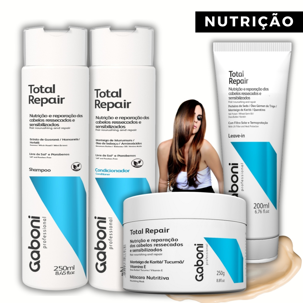 Tratamento Obrigatório Reparação e Nutrição Imediata Total Repair (4 Produtos) Gaboni Professional