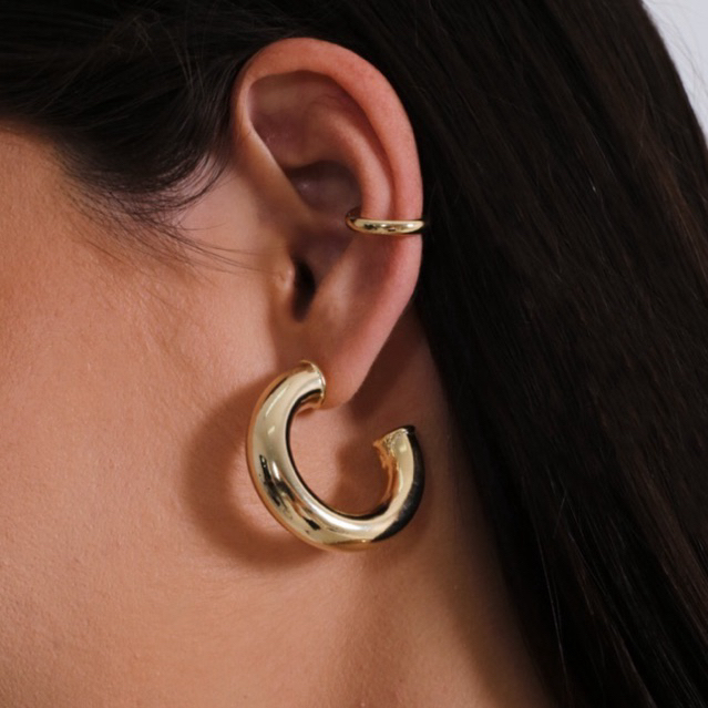 Kit Brinco De Argola E Piercing Falso Banhado a Ouro 18k Ou Prata 925