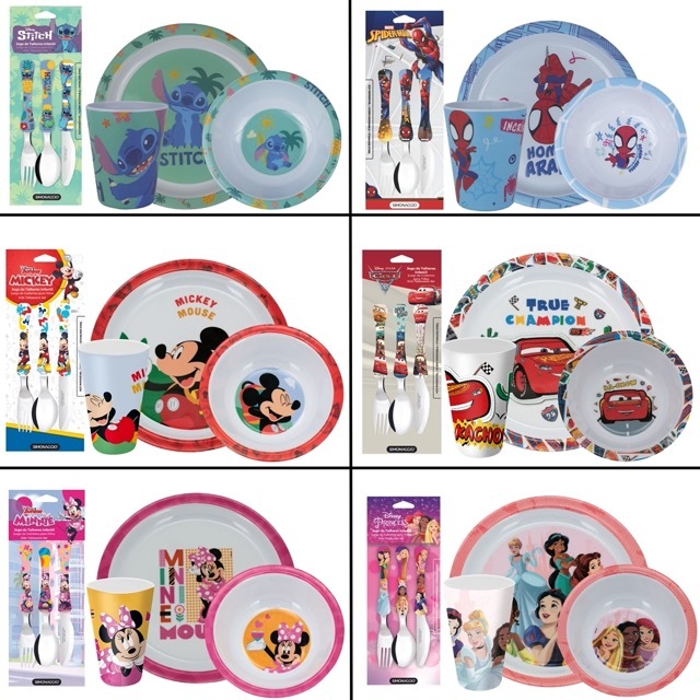 Kit Talher + Prato + Bowl + Copo Infantil Disney Plástico BPA Free Criança Refeição em Oferta na Shopee