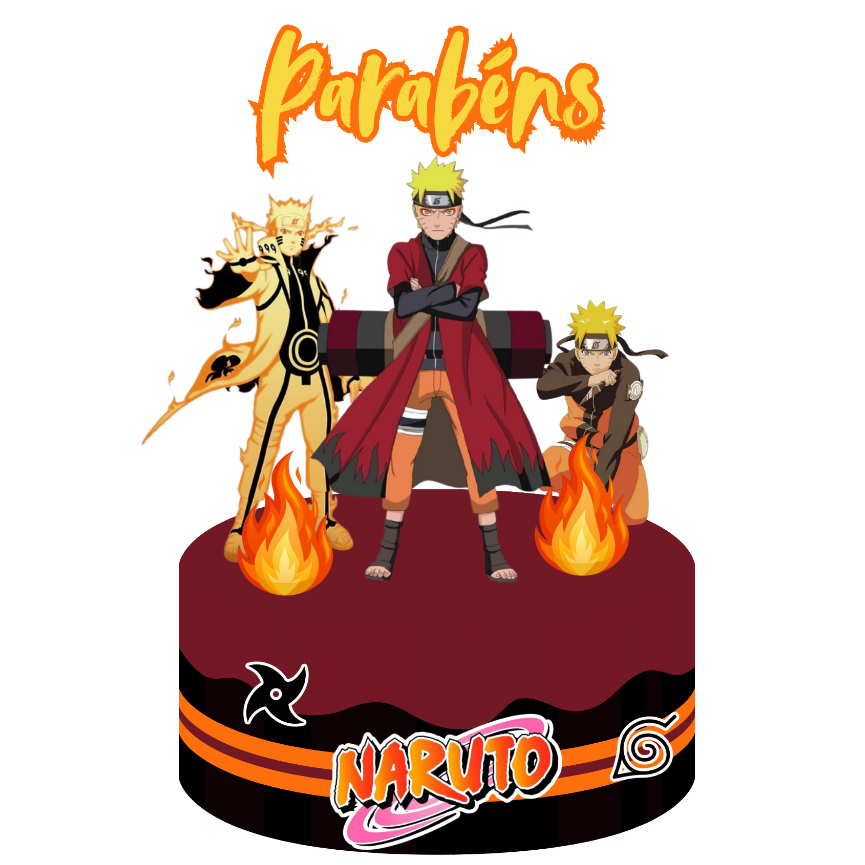 Topo Topper de Bolo Naruto Personalizado Aniversário