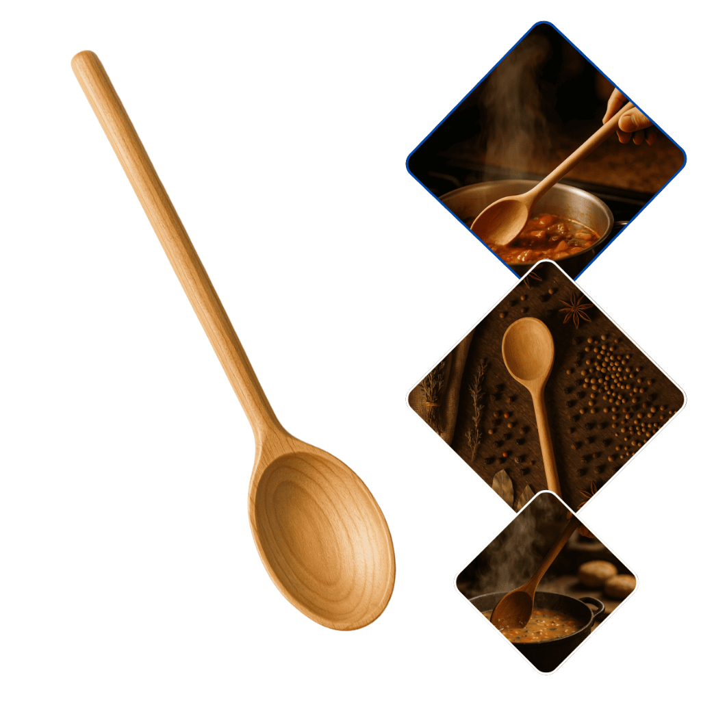 Colher de Pau Madeira Natural | Não Risca Panelas | Ideal para Cozinhar e Mexer Alimentos
