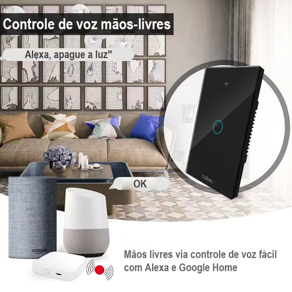 COIBEU Interruptor inteligente de COM N+L toque wifi zigbee — imagem 2 de 2