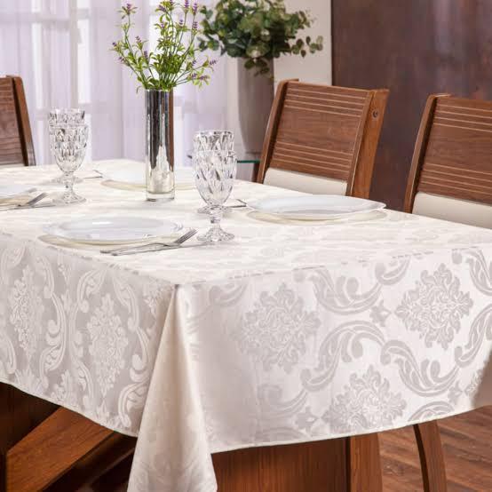 Toalha De Mesa Jacquard Retangular 4 6 8 10 e 12  Lugares Jacard em Oferta na Shopee
