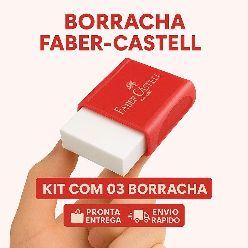 Kit 3 Borrachas Faber-Castell com Cinta - Branca - Escola - Papelaria - Estudo - Escritório em Oferta na Shopee