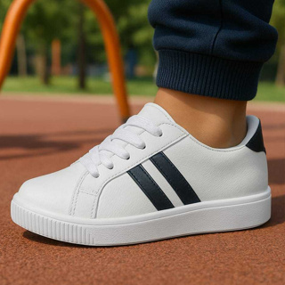 Tênis Infantil Menino Escolar Colegial Anatômico Volta ás Aulas Branco Preto em Oferta na Shopee