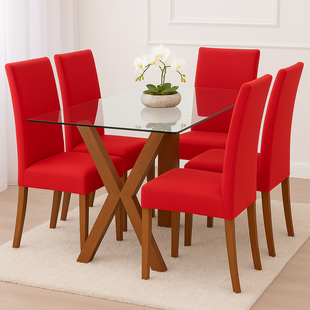 Kit 06 Capas de Cadeira Premium Sala Cozinha Ajustáveis 400 Fios