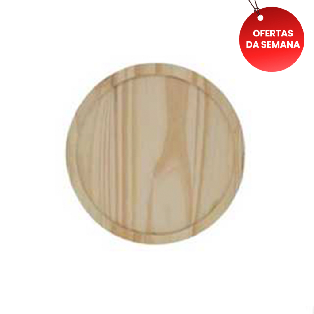 OFERTA DO DIA Bandeja de Madeira Natural Redonda para Pizza 40cm R-38NA