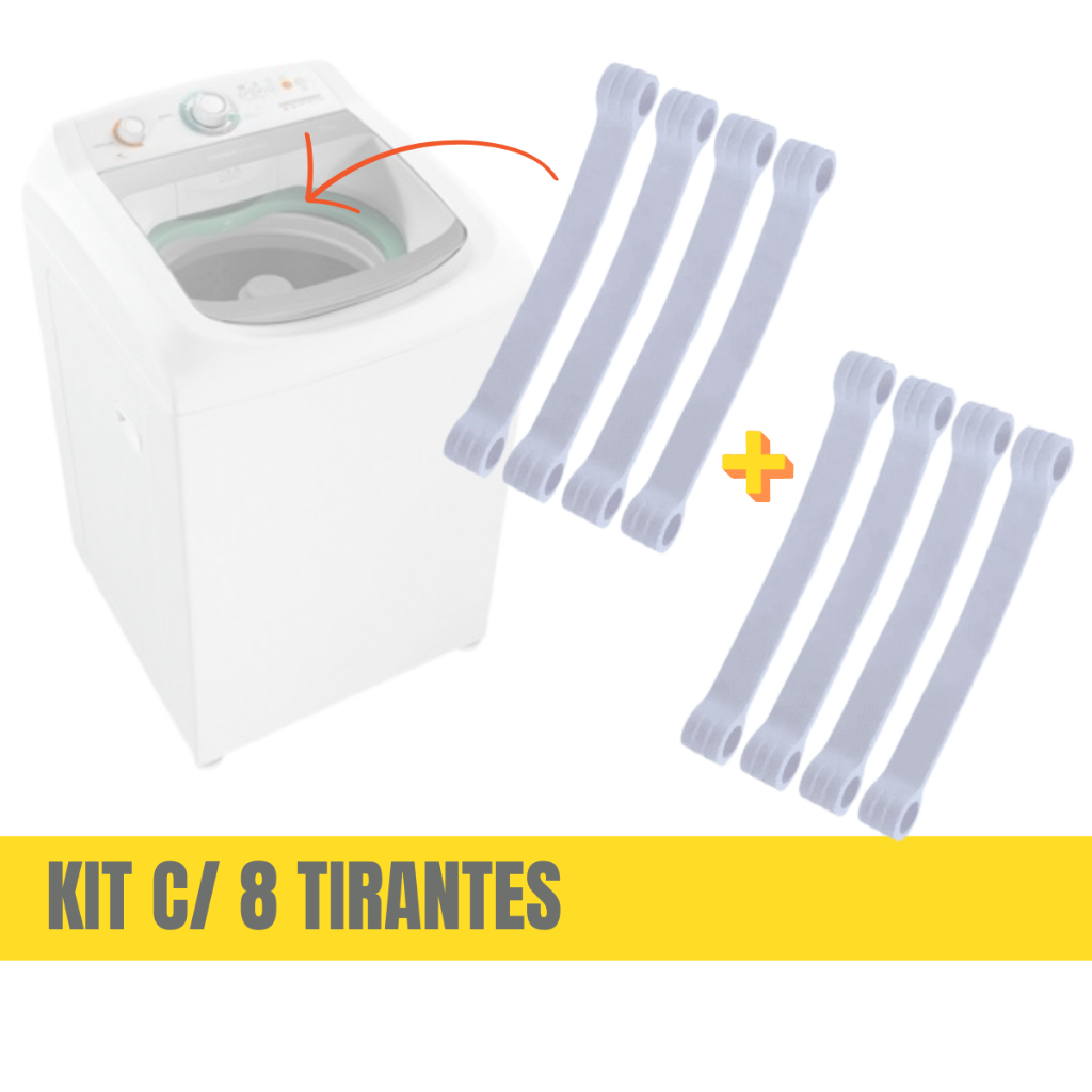 Kit 8 Tirantes Para Maquina De Lavar Brastemp Consul Brancos 7 a 12 Kg 11cm