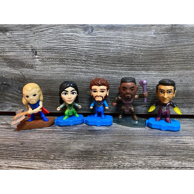 Bonecos Eternos Marvel, Coleção McDonalds, Kingo, Sersi, Thor, Ikaris, m,baku pantera negra